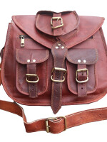 Handmade Leather Shoulder Cross Body Satchel Saddle Tablet Retro Rustic Vintage Bag Handbags Purse with 5 pocket.