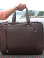 Handmade Geniune Leather briefcase Laptop Messenger bag Crossbody Bag for men fits 16'' laptop.