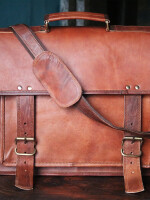 Handmade 16  Brown Leather Laptop Office Messenger bag Cross body Bag With Big Pocket.