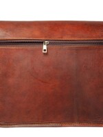 Leather Bags Vintage Soft Leather Messenger Brown Real Laptop Satchel Bag Genuine Briefcase (Dark Brown)