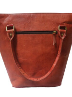 Leather tote bag for women with zipper - travel, work, over the shoulder purse