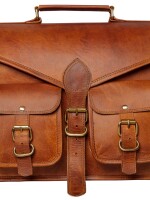 Laptop Bags Vintage Soft Leather Messenger Brown Real Laptop Satchel Bag Genuine Briefcase A (15 INCHES)