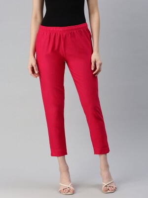 Pink polyester fit 100% cotton bottom wear/pant for women