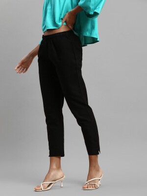 100% cotton stylish black pant/trouser for women
