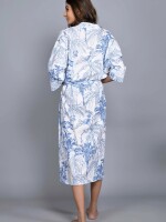 Jungle Pattern Kimono Robe Long Bathrobe For Women (White)-KM-150
