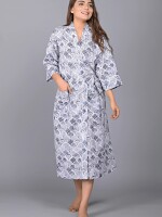 Peacock Pattern Kimono Robe Long Bathrobe For Women (Grey)-KM-141