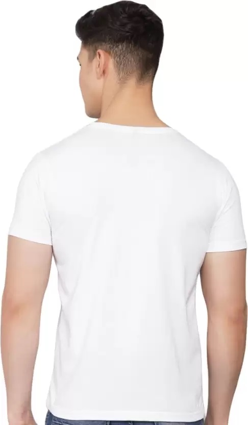 Men Typography Round Neck Reversible Pure Cotton White T-Shirt