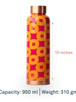 Shocking pink chequer| 100% pure copper bottle|950 ml |