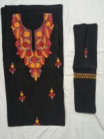 Luxurious roman silk dress material with beautiful aari embroidery