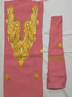 Luxurious roman silk dress material with beautiful aari embroidery