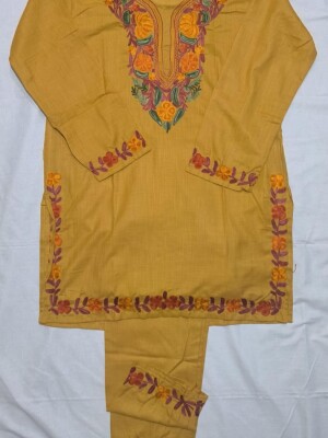 Beautifully embroidered cotton co-ord set with aari work