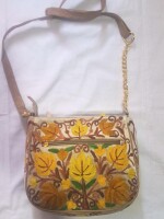 Sweet Leather Bag with Hand Embroidery & Half Chain String