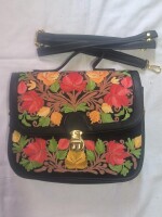 Sweet Leather Bag with Hand Embroidery & Half Chain String