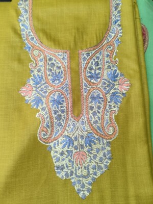 Kashmiri ruby cotton dress material with elegant hand embroidery aari work