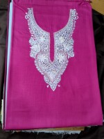 Kashmiri ruby cotton dress material with elegant hand embroidery aari work