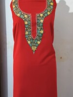 Kashmiri ruby cotton dress material with elegant hand embroidery aari work