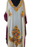 Elegant Machine Aari Work Long Kaftan in Crush Cotton – Double Dye Delight