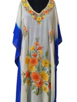 Elegant Machine Aari Work Long Kaftan in Crush Cotton – Double Dye Delight