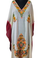 Elegant Machine Aari Work Long Kaftan in Crush Cotton – Double Dye Delight