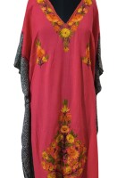 Elegant Machine Aari Work Long Kaftan in Crush Cotton – Double Dye Delight