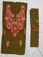 Machine Aari (Hook) Work on 3 pc suit on pure silk.