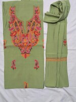 Machine Aari (Hook) Work on 3 pc suit on pure silk.