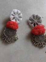 White PomPom Earrings