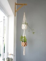 2 Tier Macrame Plant Hanger, Double Plant Holder, Plant Hanger, Double Pot Hanger, Custom Color Plant Hanger