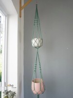 2 Tier Macrame Plant Hanger, Double Plant Holder, Plant Hanger, Double Pot Hanger, Custom Color Plant Hanger