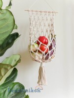 Boho Potato Tomato Bag, Woven Fruit Basket, Kitchen Storage, Macrame Veggie Bag, Onion Hanger, Boho Gifts, Handmade Furniture H07