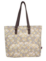 White Lotus Floral Print Handbag , Large main compartment with zip closure  and Inner zippered compartment to keep valuables