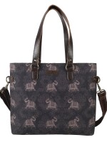 Jaipur Ele Designer Tote Bag , Back side Zipper Pocket for quick access and  2 Zippered compartment to keep valuables