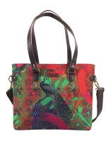 Peacock in Castle Printed Canvas Tote Bag