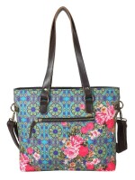 Blue and Pink Flower Women Tote Handbag