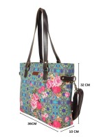 Blue and Pink Flower Women Tote Handbag