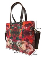 Women’s Multicolour Floral Tote Bag , Back side Zipper Pocket for quick access and 2 Zippered compartment to keep valuables