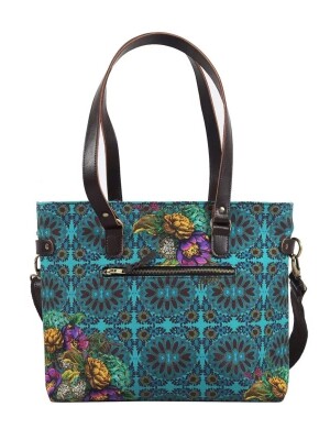 Floral Printed Handmade Tote Bag , 1 Inside zipper Pocket  and 2 Slip Pockets