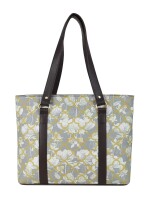 White Lotus Motif Floral Handbag