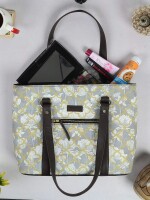 White Lotus Motif Floral Handbag