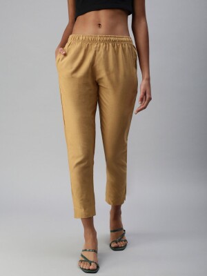 Polyester fit golden 100% cotton pant/trouser for women