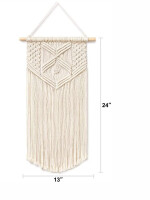 Cotton Macrame Wall Hanging for Home/Office Decor (Off-White_24inchx13inch)