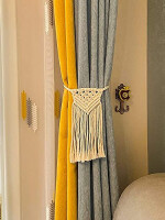 Macrame Curtain Tieback, Marine, Nautica, Curtain Holder Holdback, Modern Window Treatment – Set of 2