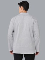 Grey Color Pin Stripes Poly-Cot Textured Men Short Kurta