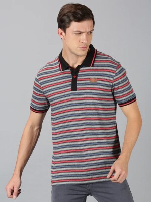 Men Multicolor Striped Polo Neck Tshirt,  Invest in fashion-forward comfort, High-Quality Fabric
