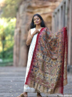 Luxurious handloom kalamkari silk dupatta