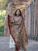 Luxurious handloom kalamkari silk dupatta