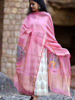 Pichwai hand-painted chanderi silk dupatta