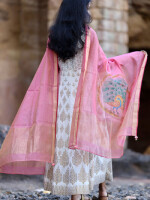 Pichwai hand-painted chanderi silk dupatta