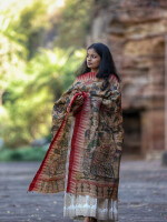 Kalamkari hand painted tussar ghicha silk dupatta