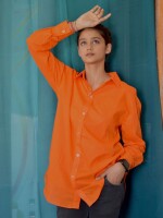 Pure Cotton  Orange basic oversize shirt
